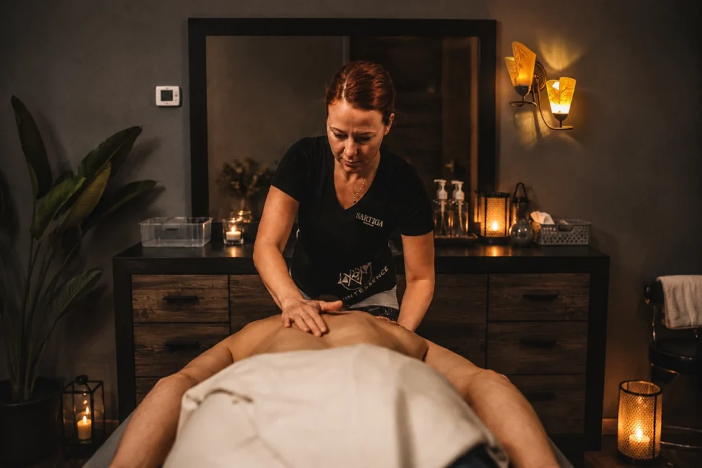 Massage thérapeutique du dos dans un spa