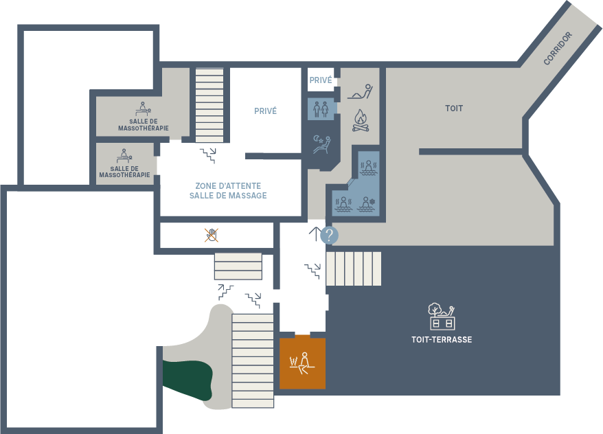 Plan d’étage spa avec toit-terrasse