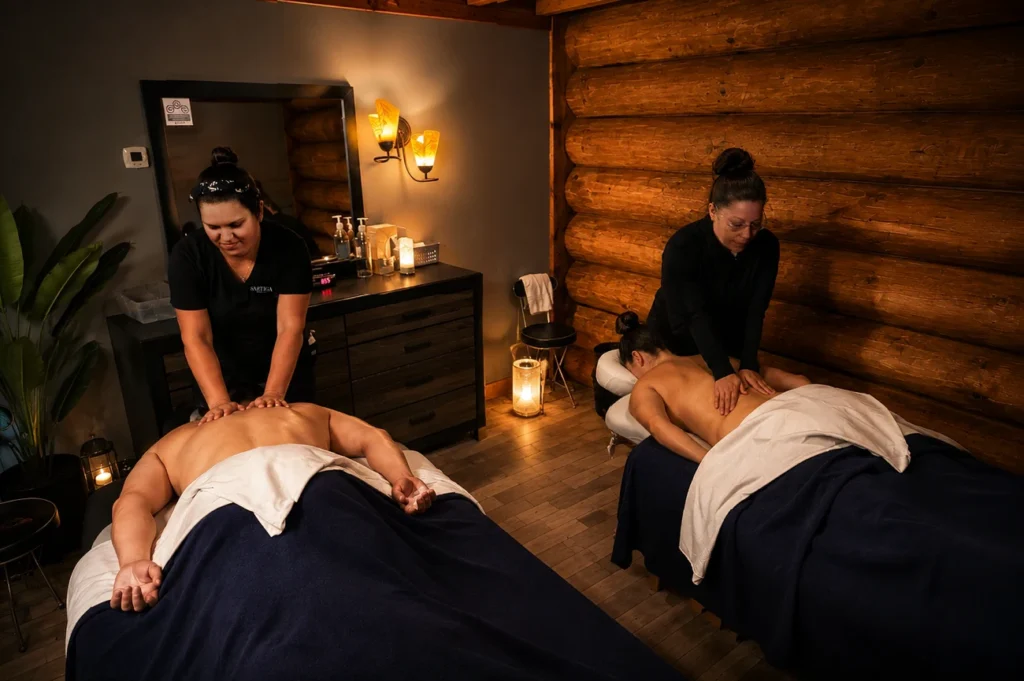 Deux massages en cabine spa chaleureuse en bois