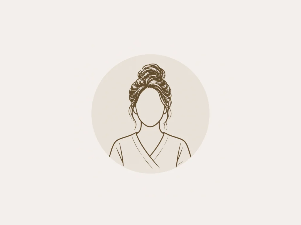 Illustration minimaliste d’une femme au chignon